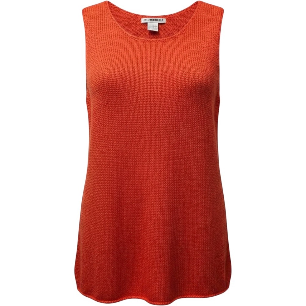 Central Falls S Orange Chunky Knit Sweater Tank Top Boho Fisherman Ren Faire Y2K